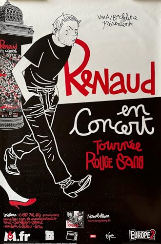 Poster Renaud Tournée Rouge Sang 80X120Cm affiche géante musique française
