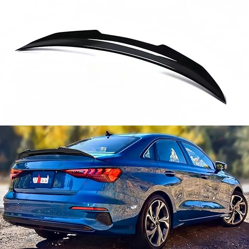 WheelX Rear Trunk Spoiler Compatible with 2014-2020 Audi A3 S3 RS3, High Kick PSM Style Duckbill Spoiler Fits for 14-20 Sedan, Exterior Spoiler Wing Lip (Glossy Black)