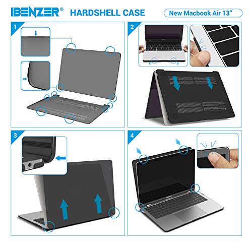 IBENZER MacBook Air 13 Inch Case 2020 2019 2018 New Version A1932, A2179, Hard Shell Case with Keyboard Cover for Apple Mac Air 13 Retina with Touch ID,TBL, MMA-T13TBL+1 - Thumbnail 6
