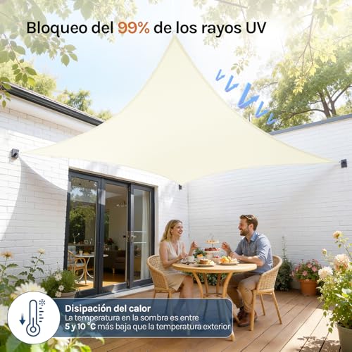 Toldo vela impermeable para patio exteriores jardín rectangular de poliéster 3x5 7