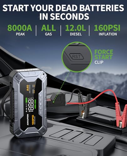 8000A 160PSI Jump Starter with Air Compressor