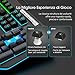 immagine 5PICTEK Tastiera Gaming RGB, Tastiera da Gaming, Retroilluminazione RGB Regolabile con Striscia Luminosa RGB Laterale/Supporto per Cellulare/Rotellina del Volume, per PC Windows- Layout Italiano