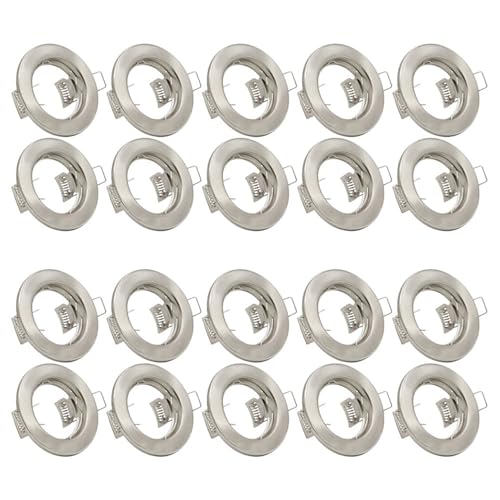 Iyalezirk 20x de Montaje para LED Empotrable de Techo, Redondo, Satinado, para de Techo MR16 GU10.