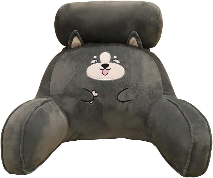 Husky Soft Backrest Pillow with Headrest, Reading Pillows for Sitting