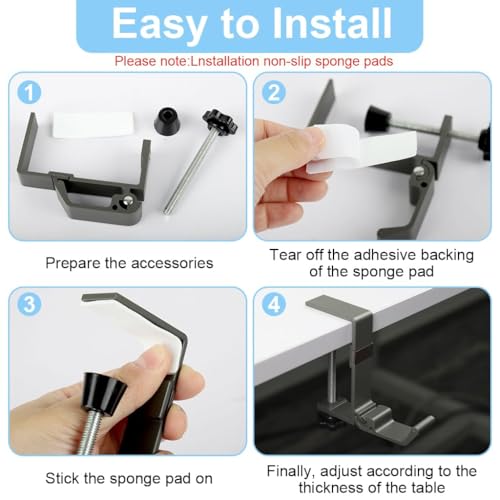 Image of Pack of 2 Folding Desk Bag Hook, Underdesk Headphone Stand, Metal Table Edge Hook for Handbag, Backpack & Purse, Portable Space-Saving Travel & Office Use (Type B)