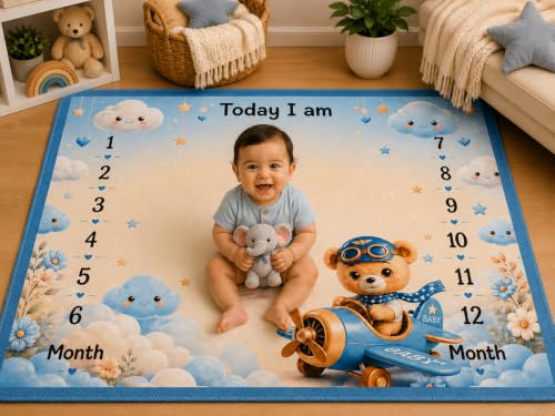 Image of NEW COMERS Milestone Baby Blanket for All Season Play Mat, Super Soft Foam | 3 Layer Thick Mat Blankets for Kids /New Born Monthly Photoshoot