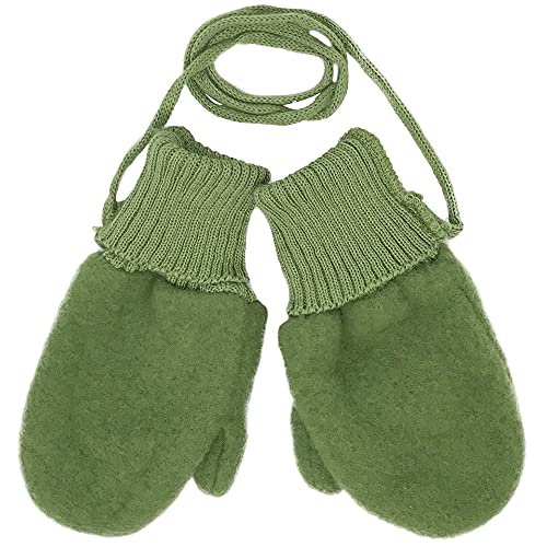 Image of Toddler and Kids Mittens: Organic Merino Wool Snow Gloves with String