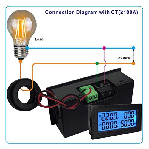 Image of Multi Function AC Voltmeter Ammeter 0~20A Backlight Digital Display 60~500V