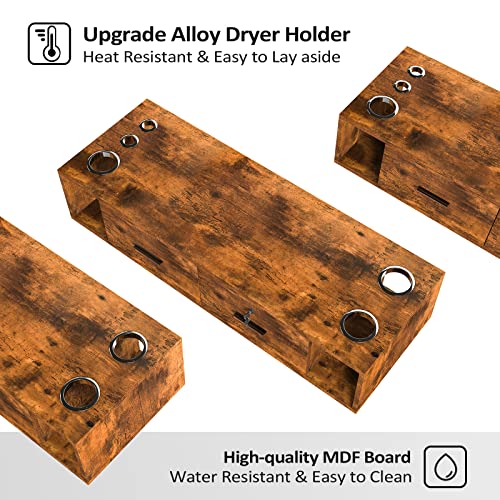 Wall-Mount-Styling-Station-for-Hair-StylistBeauty-Barber-Spa-EquipmentSalon-Cabinet-Station-with-Locking-DrawersBathroom-Dresser-with-5-Hair-Dryer-Holders-Rustic-Brown
