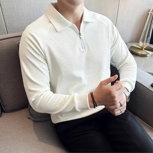 Image of madfrog Men Solid Zip Polo Neck Full Sleeve Polyester Blend Regular & Comfort Fit T-Shirt for Men's