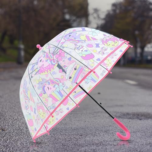 Image of UMAI 64.5 cm Folding Umbrella Transparent | 8K Fiberglass Ribs | Auto Open & Non-slip Handle | Travel Friendly Windproof | Umbrella for Women, Men & Kids| Floral Print | White