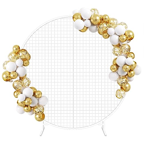 SpringUp Round Backdrop Stand 1.8M White Wedding Arch Metal Circle Balloon Arch Stand for Birthday Party Wedding Bridal Shower Anniversary Ceremony Candy Tables Decoration
