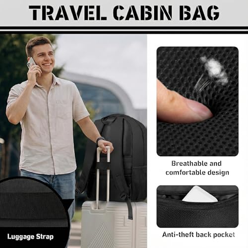 Image of Travel Backpack, Extra Large 45L Travel Backpack for Men & Women, Expandable Laptop Bag, Water Resistant Computer Backpack Fits 18.4 Inch Laptop, Lightweight Daypack for Flight, Black