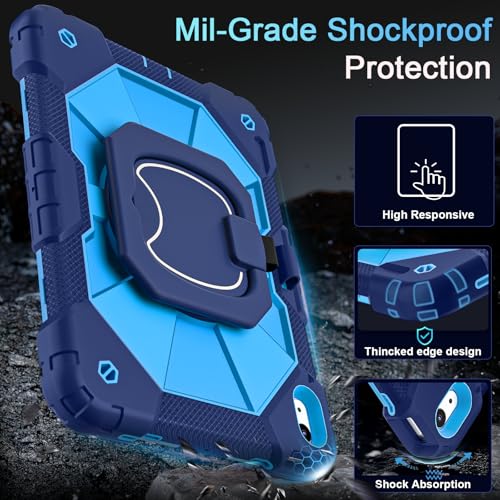 Image of Auizotl Case for iPad (A16) 11th /10th Generation 2025 /2022,360 Rotating Stand iPad Case 10th Generation with Screen Protector,Heavy Duty Shockproof i Pad Cases 11th /10th Gen 11.0 /10.9 Inch,Navy Blue