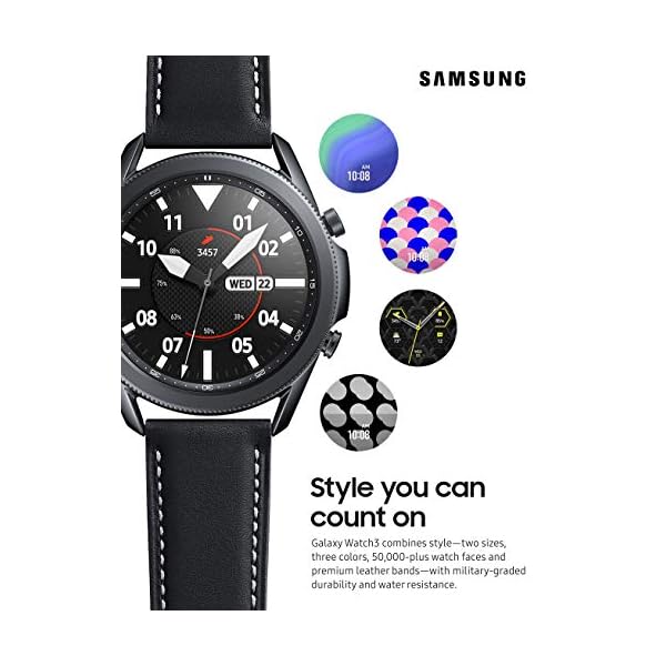 SAMSUNG Galaxy Watch 3 (45mm, GPS, Bluetooth) Smart Watch with Advanced Health Monitoring, Fitness Tracking, and Long lasting Battery - Mystic Black (US Version)