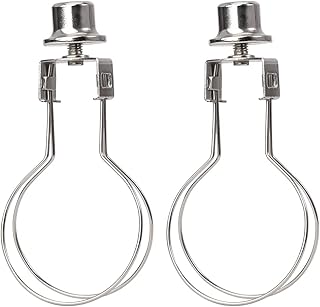 2 Pack Round Lamp Shade Light Bulb Clip Adapter, ALUCSET Lampshade Holder Clip on with Lamp Shade Attaching Finial Top Bracket Holder Support Fitter Parts Converter (Set of 2, Silver)