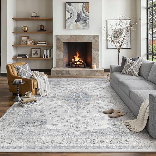 Tapete HUGEAR 6x9 lavable para sala vintage azul miniatura 2