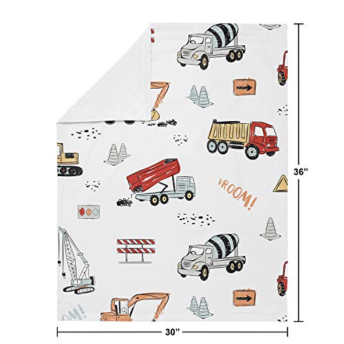 Sweet Jojo Designs Construction Truck Baby Boy Receiving Security Swaddle Blanket For Newborn Or Toddler Nursery Car Seat Stroller Soft Minky - Grey Yellow Orange Red And Blue Transportation #TOP3
