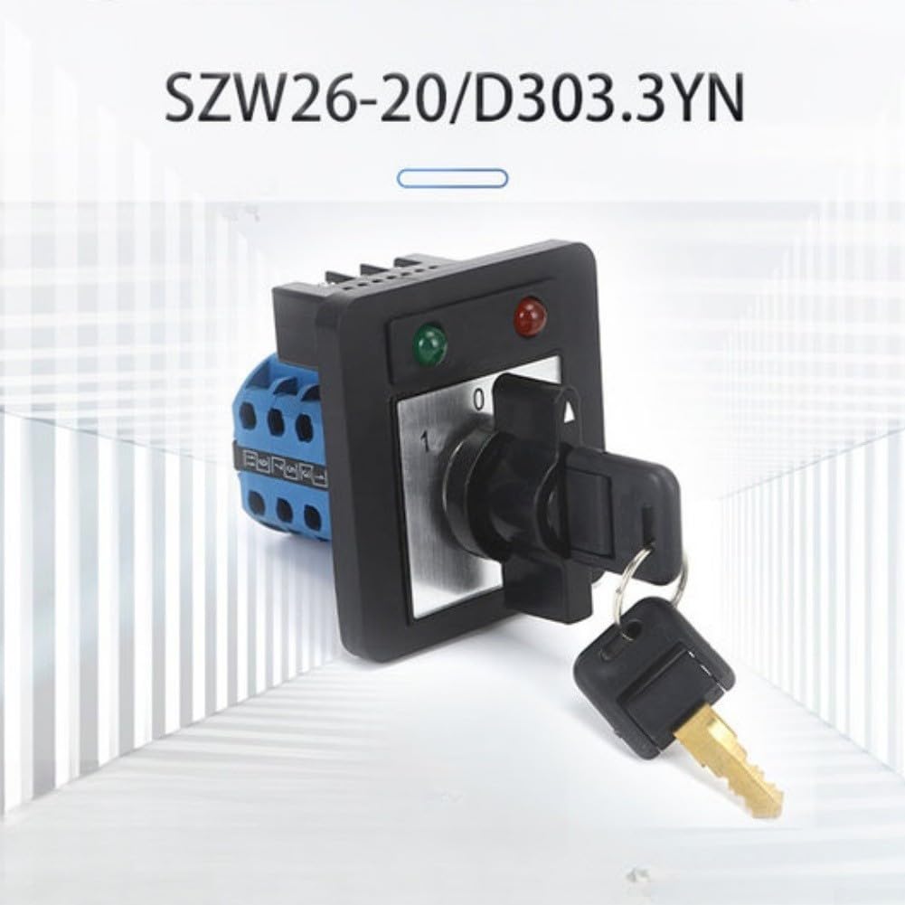 Interrupteur rotatif 20 A avec 3 positions et 3 sections, interrupteur à came avec voyant lumineux et verrouillage, 440 V/660 V AC-15 DC-13 pour armoire électrique et industrie et installations