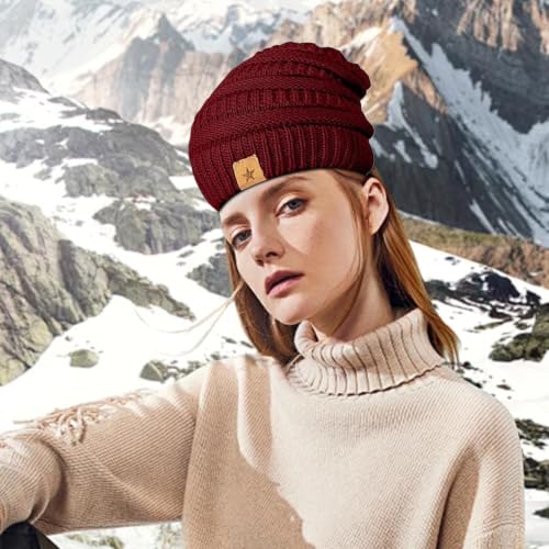 Gorro y guantes de mujer a prueba de viento cálido suave de invierno 3