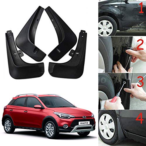Image of Oshotto (O.E.M Fitting Cup Type) Mud Flap /Splash Guard Compatible with Hyundai Active i20 2014-2020 (Set of 4)