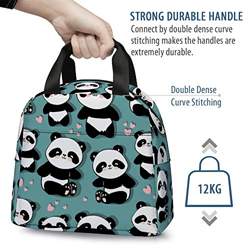 Panda Lunch Bag, Cute Kids Insulated Lunch Box Reusable Cooler Tote Bag Multi-Functional School Lunch Container For Teen Boys Girls (Teal) #TOP4