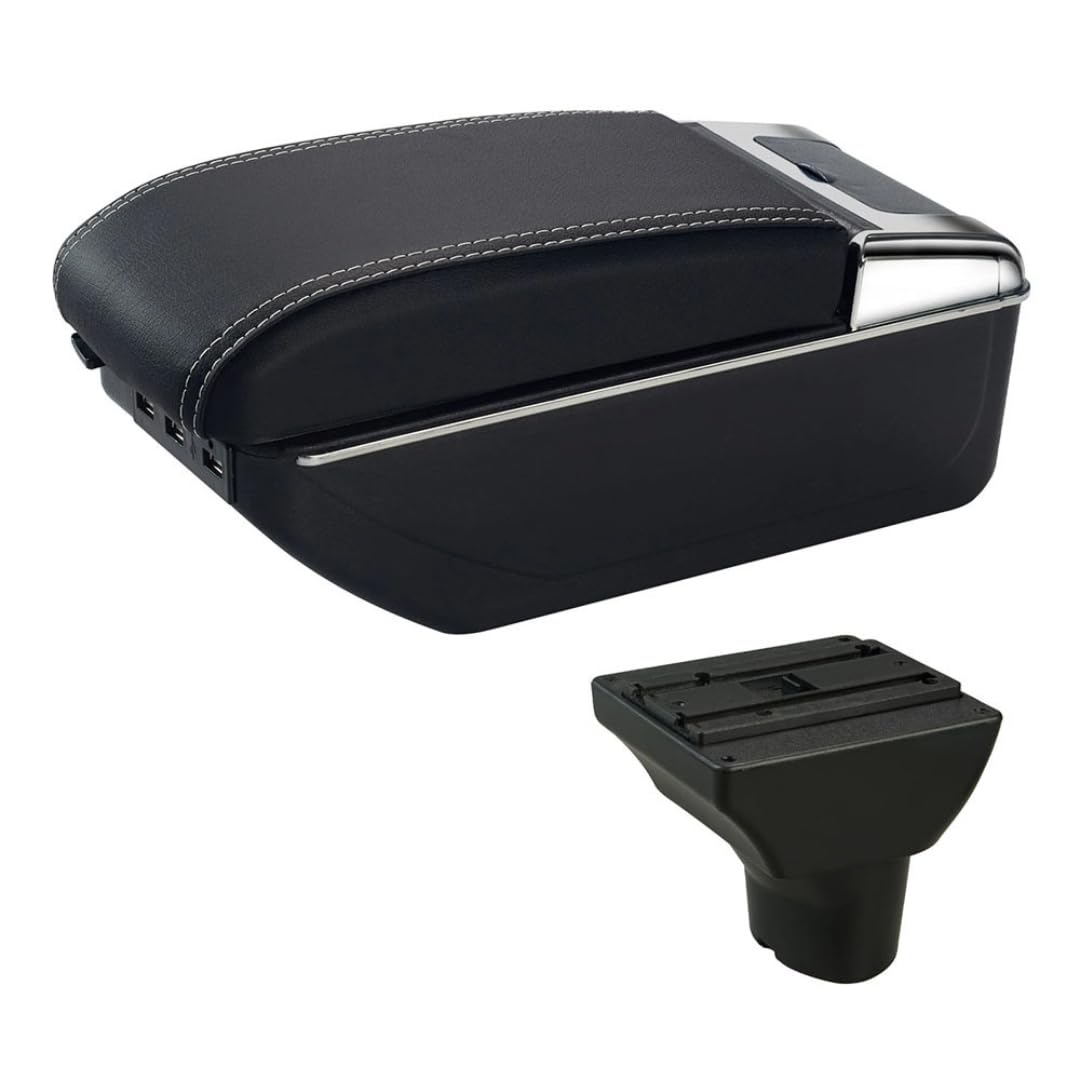 Toiumops Armrest for Hyundai I20 2012, Car Armrest Box Center Console Store Box(C3 White Line USB)