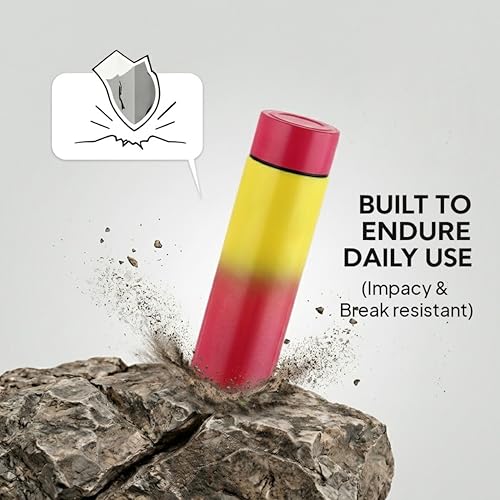 Image of CELLO H2O Luma Stainless Steel Water Bottle For Office Use 1000ml, Yellow Pink | Single Wall Freezer & Fridge Safe Lightweight & Stylish Leakproof Rustproof Steel Water Bottle For School Kids & Travel