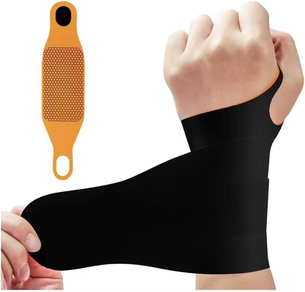 Adjustable Wrist Brace & Wrist Protector for Carpal Tunnel, Arthritis & Tendonitis & Wrist Pain Relief, Breathable Moisture-Wicking Fabric with Durable hook-and-loop straps (1, Black, Large)