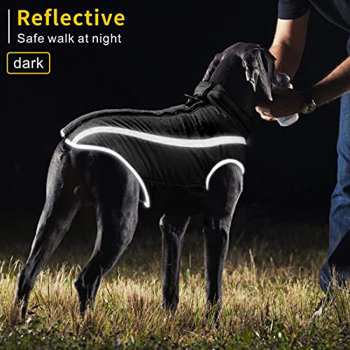 Idepet Wasserdichter Hundemantel Winter Warme Jacke, Winddichte Haustierkleidung Hundejacke Outfit für kleine mittelgroße Hunde mit Geschirrloch XL-6XL