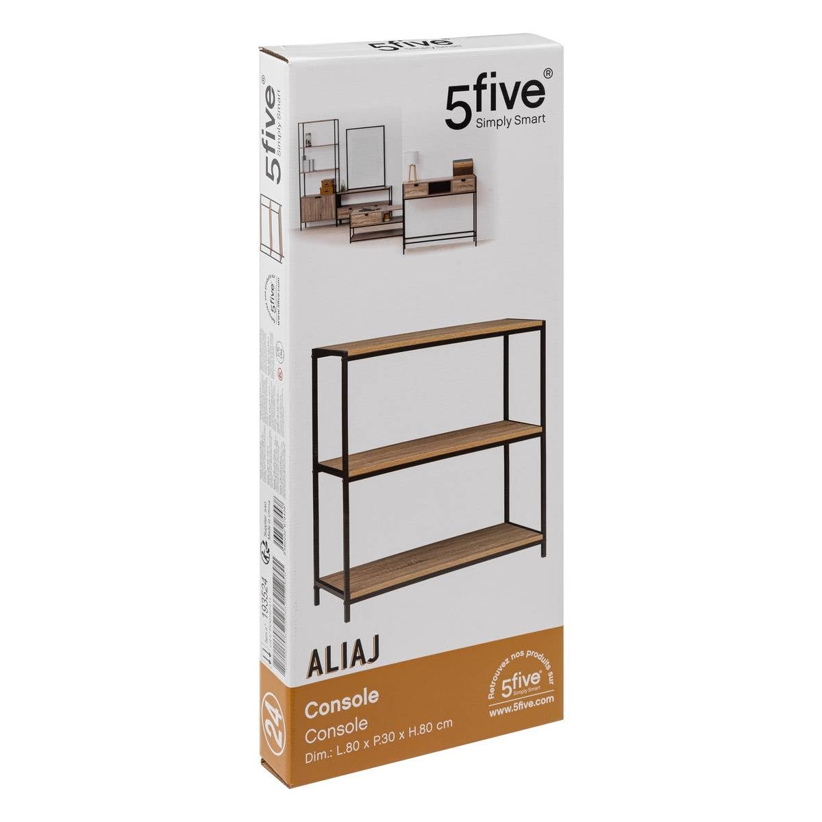 5 five simply smart Consola de 3 estantes 'Aliaj' en Madera y Metal H.80cm