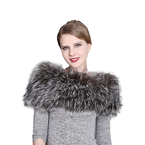 URSFUR Winter Fur Pashmina Women Real Fox Scarves Fur Shawl Cape Multicolor