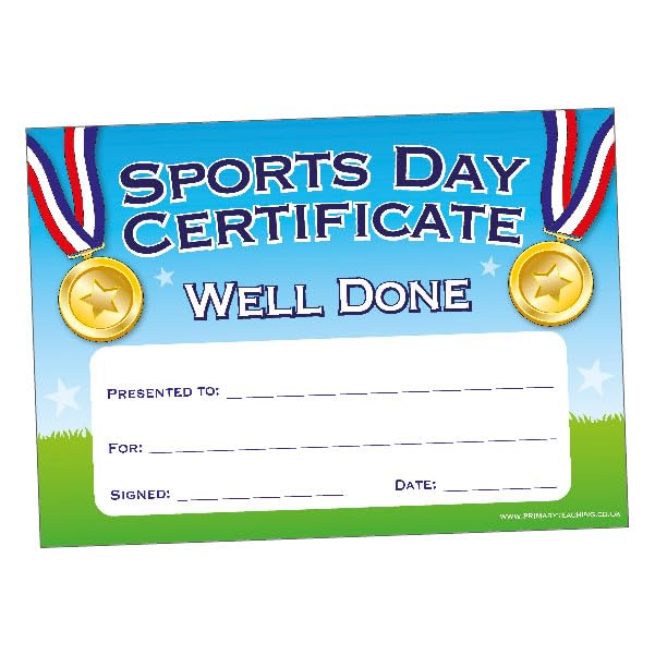 40 Sports Day Well Done Certificate Award Praise Teachers Reward Certificates A5 Primary Teaching Services