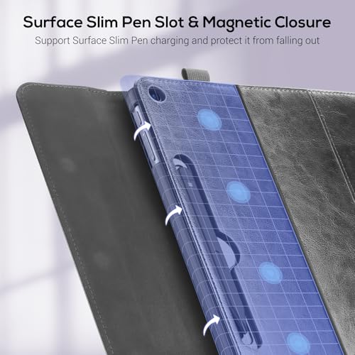 ProCase Premium PU Leather Folio Stand Case for Surface Pro 12", Black - image 3