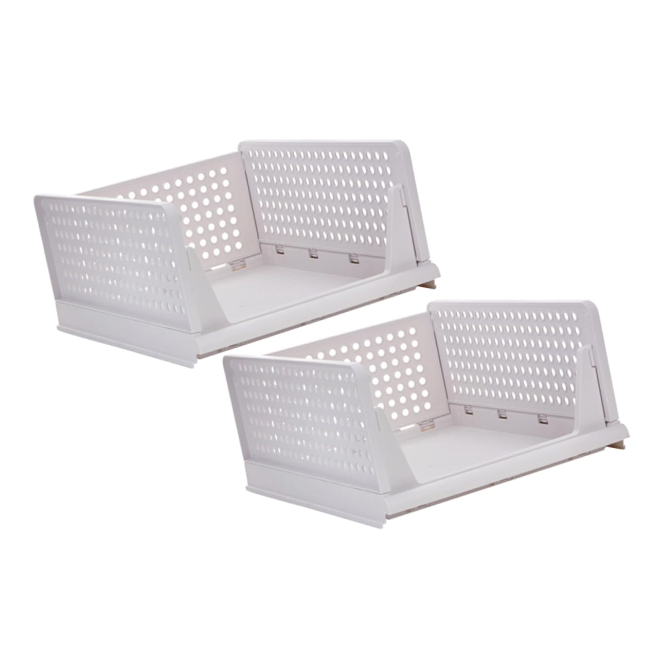 Tiroirs à Vêtements Empilables en Plastique Blanc Compartiments Ventilés, Organisateurs Pratiques pour Penderie, Lot de 2 Tiroirs de Rangement Modulables