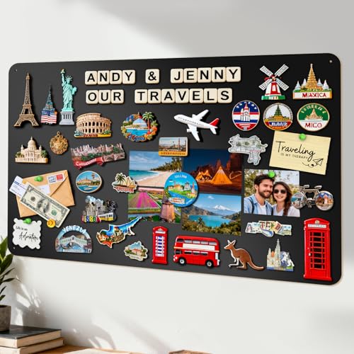 LYZZXI Pizarra magnética negra 90 x 120 cm: imanes de vacaciones con fuerte fuerza magnética para fotos y recuerdos, pared magnética mate para salón o oficina, ideal para los amantes de los viajes