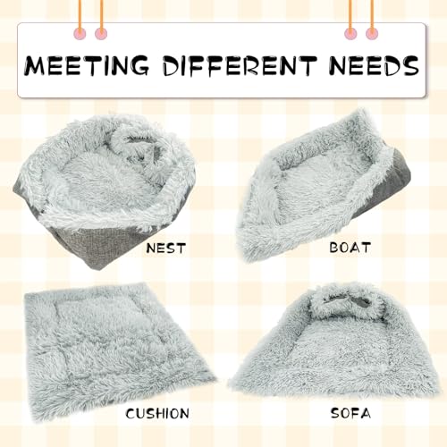 ToKinCen Lit pour Chat Chien, 2 en 1 Couverture pour Chien Chat Panier pour Chat Nid de Chat Chien Maison Chat Confortable Chaud Ultra Doux Coussin Moelleux pour Chaton et Chiot (Gris) - Image 8