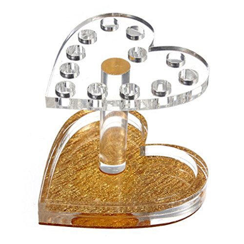 Sankuwen Heart Acrylic Gel Brush Pen Gold Rest Stand Display Holder, 12 Holes