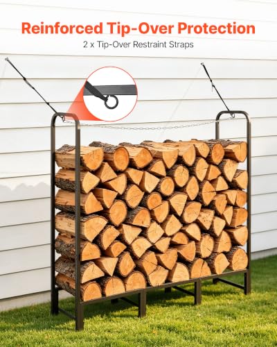 Image of VEVOR Firewood Rack 4ft 1 /4 Cord Heavy Duty Outdoor Wood Storage Holder