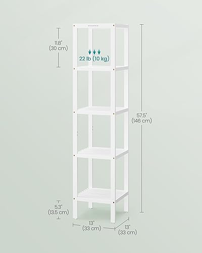 Miniatura 3 de SONGMICS - Estante de bambú de 5 niveles, estante estrecho, de almacenamiento multifuncional, esquinero, para cocina, sala, dormitorio, entrada,