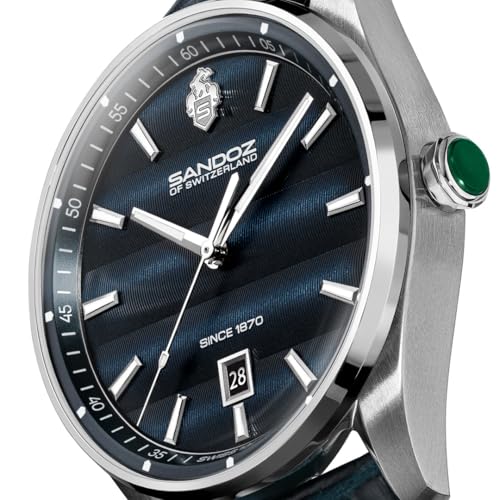 Image of SANDOZ Bachelin Premium Swiss Made Quartz Blue Dial Watch for Men - SZWGB0001113