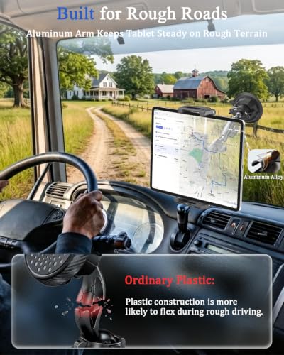 Image of Suction Car Tablet Mount for Windshield /Dashboard, Long-Reach Arm