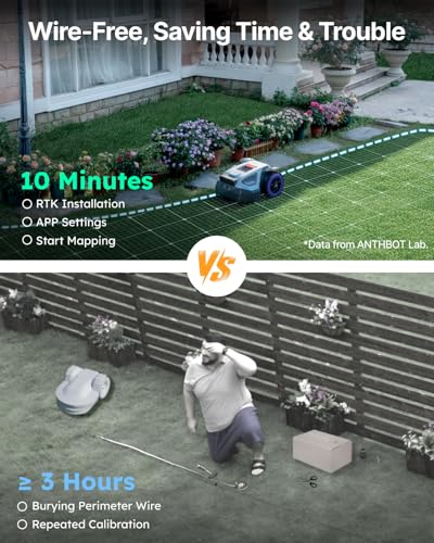 Image of ANTHBOT M5 Robot Lawn Mower 1 /8 Acre, Dual Vision+Full-Band NRTK Robotic Lawnmower, No Perimeter Wire, App Control Obstacle Avoidance, 45% Slope, Cutting Height, Multi-Zone Mapping