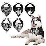 Howilath Halloween Skull 5 PCS Set Dog Bandana-Rock & Roll Skeleton Dog Scarf Bandana Bib Triangle B