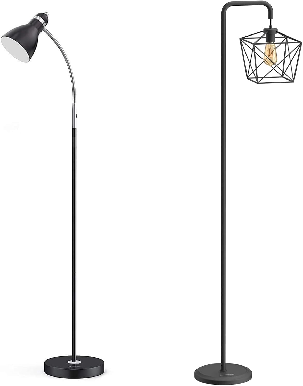 LEPOWER Industrial Floor Lamp with One 4W LED Edison Bulb and Metal