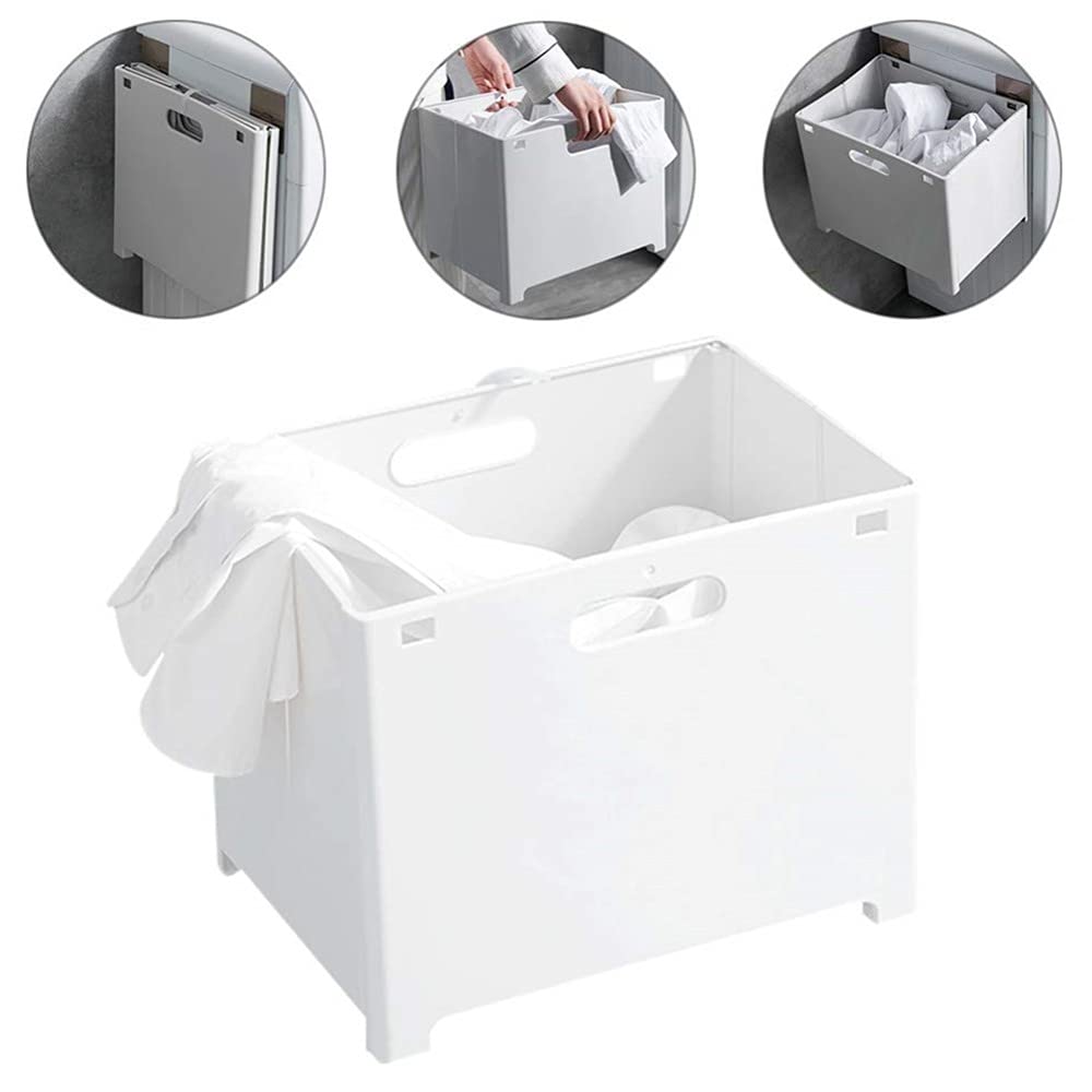 Riipoo Laundry Basket Plastic, Collapsible Clothes Storage with Handles, Home Bathroom Bedroom Closet Organizer Basket