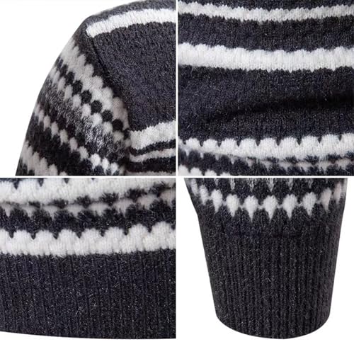 Men's Mock Turtleneck Sweater Long Sleeve Half Neck Pullover Thermal Casual Ribbed High Neck Pullover Stripe Sweater3