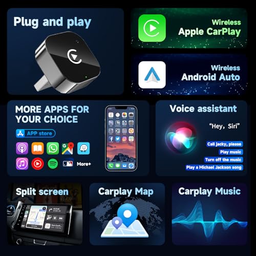 Image of 2 in 1 Car Adapter for CarPlay & Android Auto | Fast Connection | Wired Wireless to Converter | OEM Car Compatibility | 6 Months Support