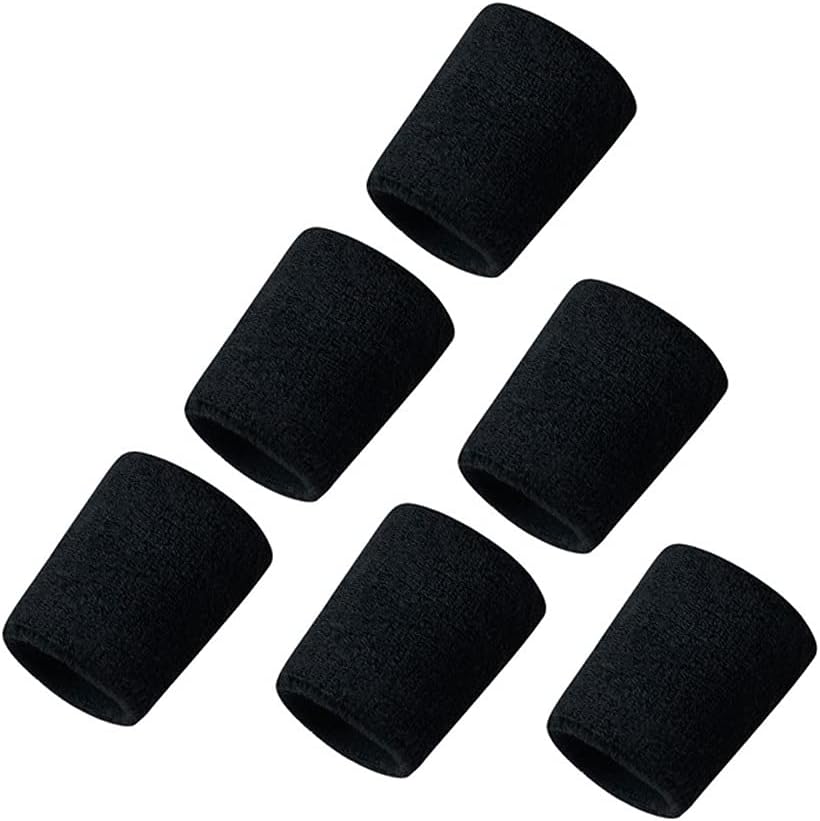 Unisex Basketball Sports Cotton Sweat Band Sweatband Wristband Wrist 6pc Support Brace Guard Protector Adjustable