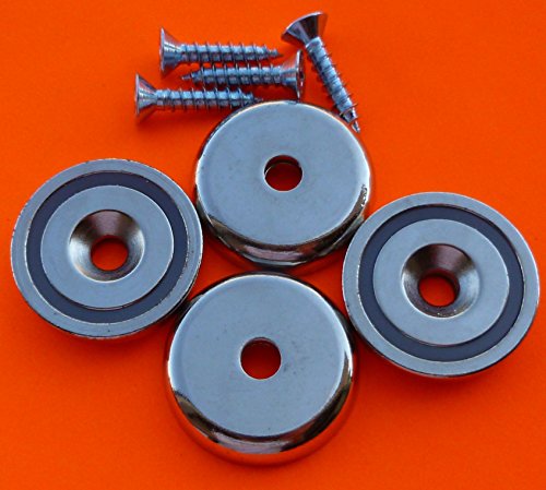 “1.5 Inch Neodymium Cup Magnets with Countersunk Hole and Screws (4 Pack) – 149 lb Holding Force, Premium Grade Rare Earth Permanent Magnets for Mounting & Industrial Use